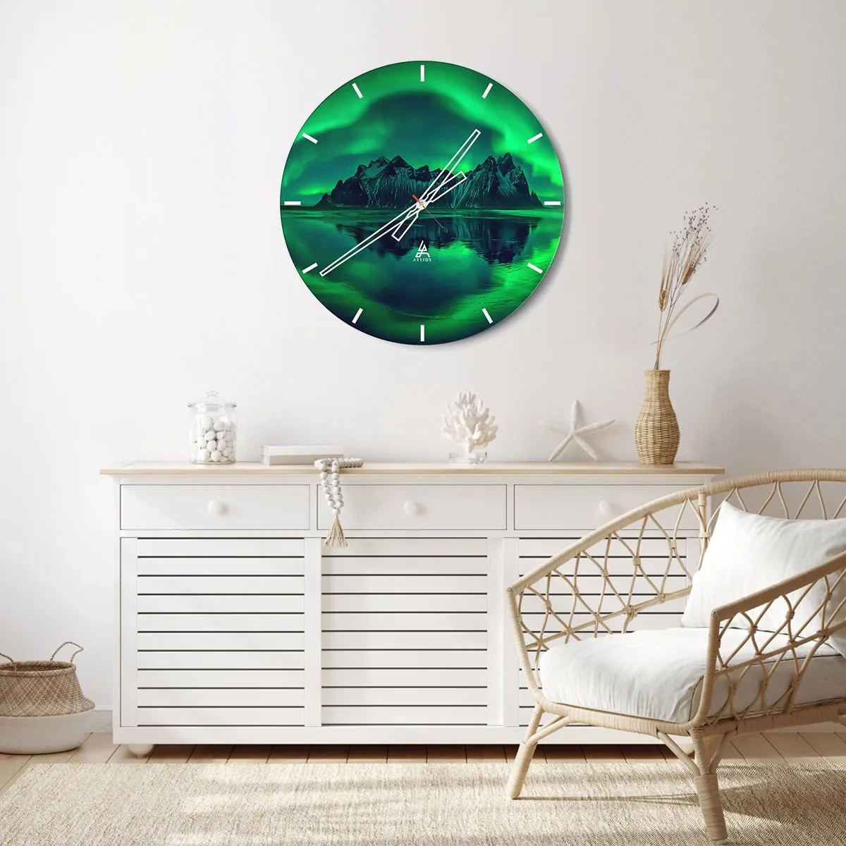 Reloj de pared - Reloj de vidrio - En los brazos de la aurora - 40x40 cm