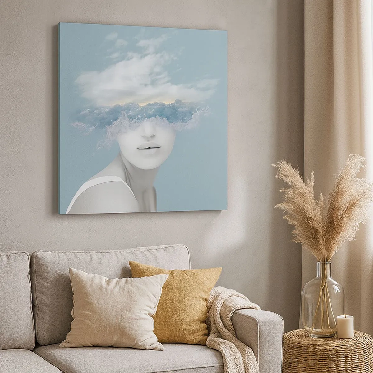 Cuadro sobre lienzo - Impresión de Imagen - Con la cabeza en las nubes - 30x30 cm