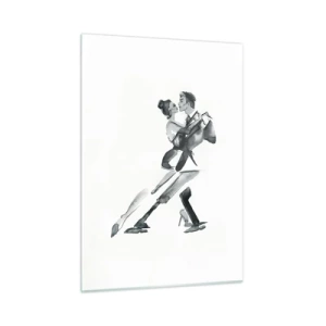 Cuadro sobre vidrio - Impresiones sobre Vidrio - Una pareja bailando tango en acuarela en blanco y negro. - 50x70cm - Todos al son de la música - Decoración de pared moderna para salón y dormitorio ARTTOR