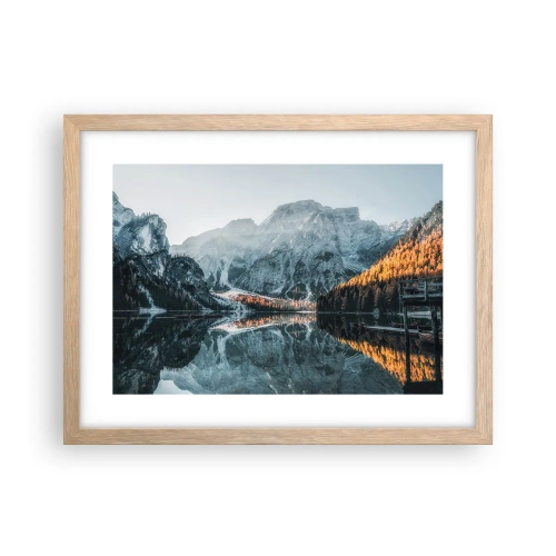 Póster en marco roble claro - Paisaje en el espejo - 40x30 cm