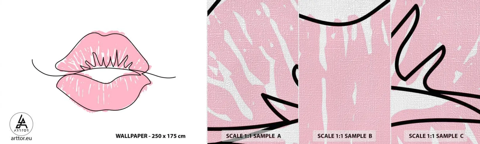 Muestra de fotomural Premium Canvas - ¿Listo para un beso? - Gráficos, Labios rosados, Pedazo - 100x30 cm