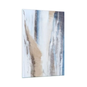 Cuadro sobre vidrio - Impresiones sobre Vidrio - Paisaje invernal abstracto en tonos blancos y azules. - 70x100cm - Composición invernal - Decoración de pared moderna para salón y dormitorio ARTTOR