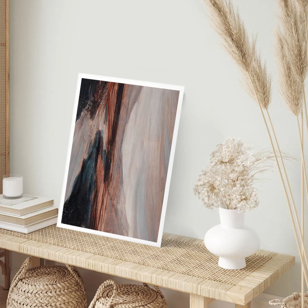 Póster - Composición abstracta en tonos marrones y negros. - 50x70cm -  Valle apacible - Decoración de pared moderna para salón y dormitorio ARTTOR
