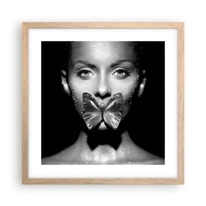 Póster en marco roble claro - Beso de mariposa - 40x40 cm
