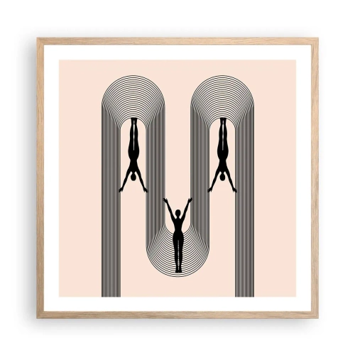 Póster en marco roble claro - Al revés, o no - 60x60 cm