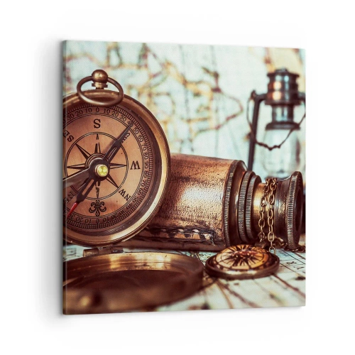 Cuadro sobre lienzo - Impresión de Imagen - Te espera una aventura pirata en el Caribe - 50x50 cm