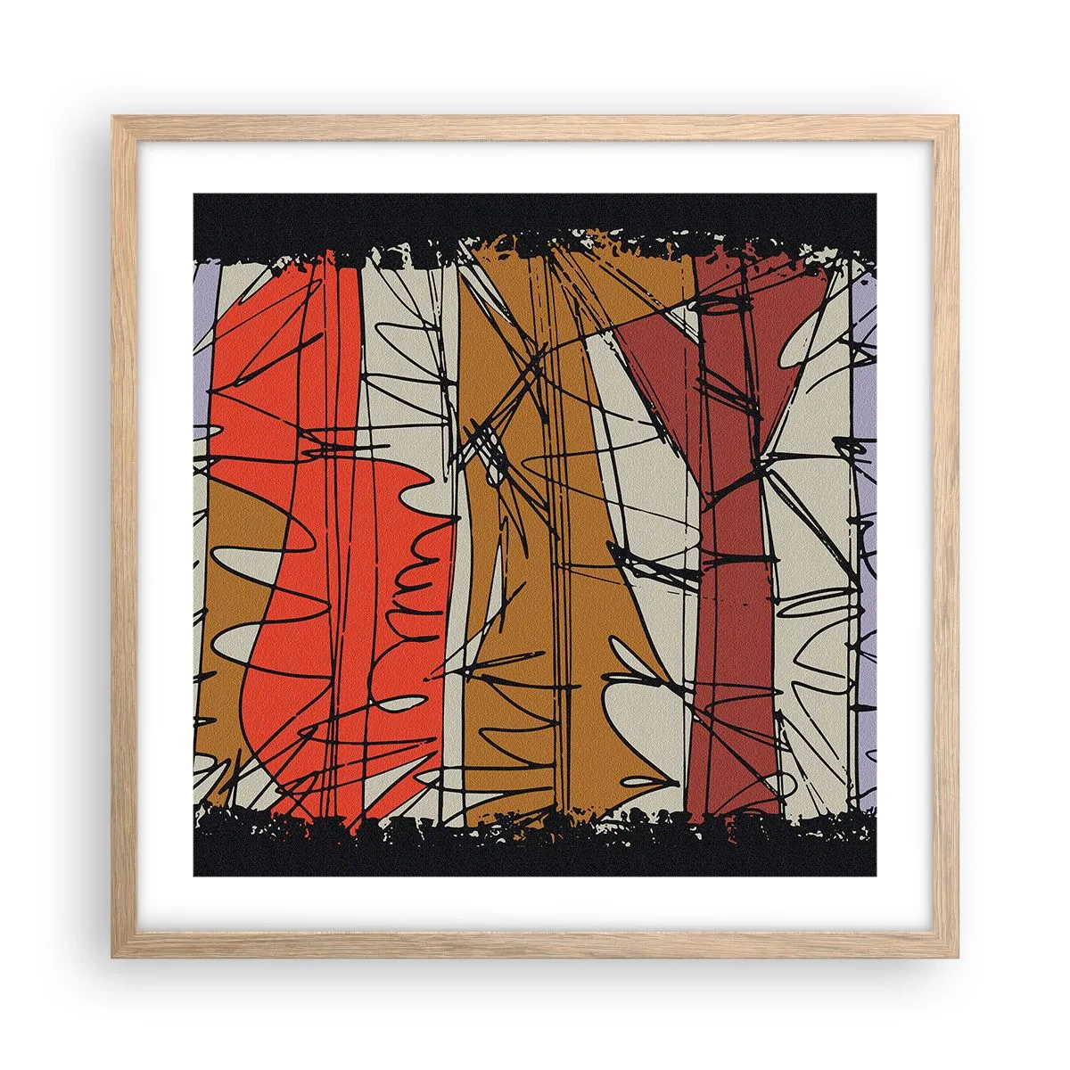 Póster en marco roble claro - Composición espontánea - 50x50 cm