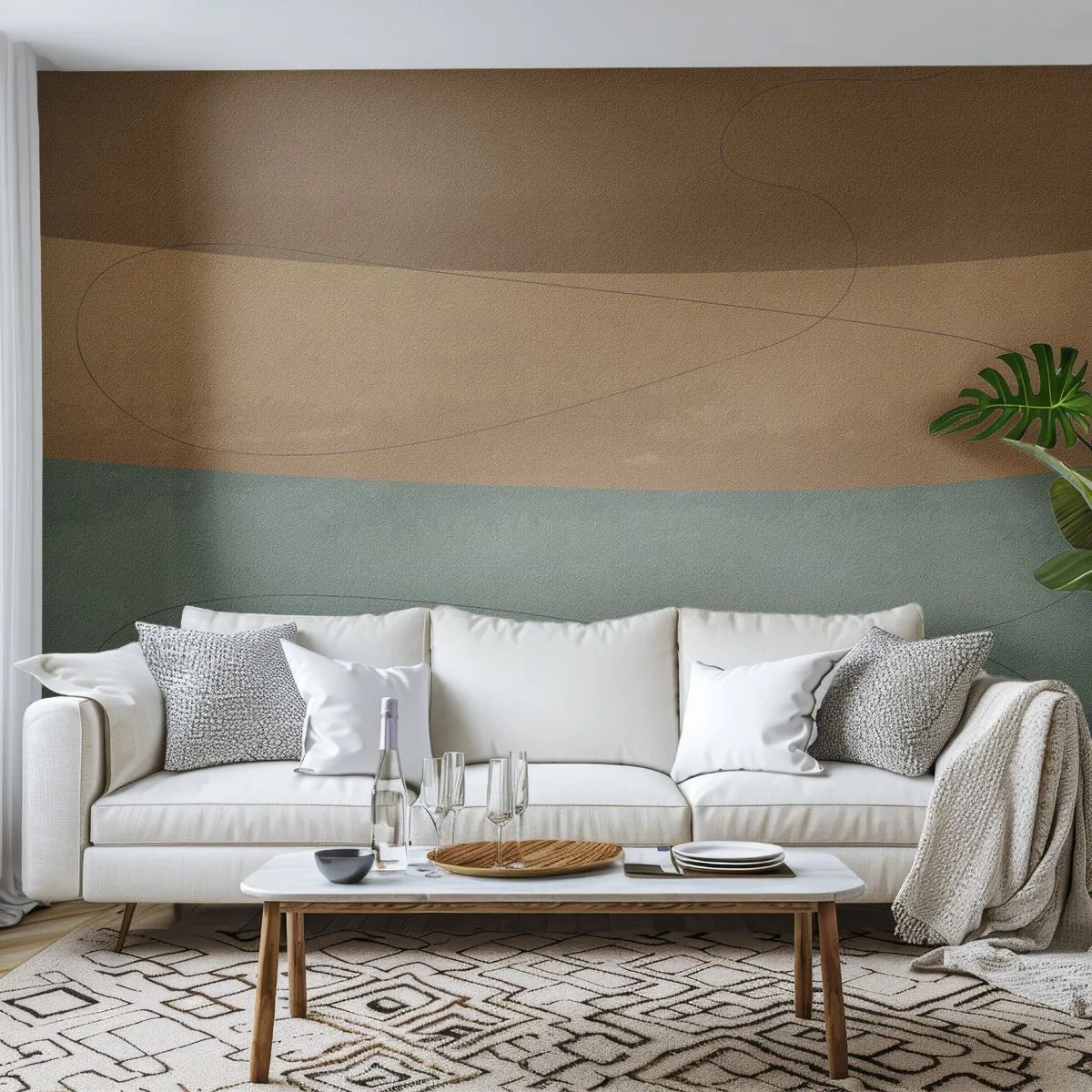 Fotomural Premium Sand - Composición abstracta en tonos terrosos - 100x70cm - Composición horizontal - Decoración de pared moderna para salón y dormitorio ARTTOR