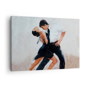 Cuadro sobre lienzo - Impresión de Imagen - Una pareja bailando en una toma elegante y sensual. - 70x50cm - El tango de mis sueños - Decoración de pared moderna para salón y dormitorio ARTTOR