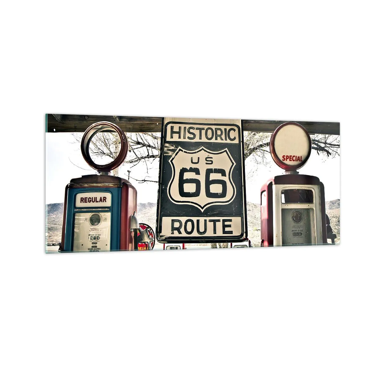 Cuadro sobre vidrio - Impresiones sobre Vidrio - Un viaje retro americano - 100x40 cm