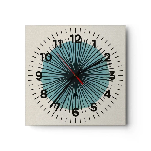 Reloj de pared - Reloj de vidrio - Radiante en azul - 40x40 cm