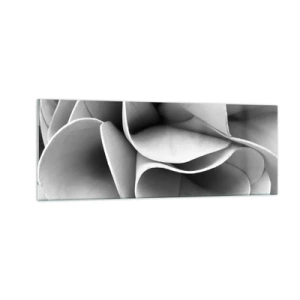 Cuadro sobre vidrio - Impresiones sobre Vidrio - Detalles en blanco y negro de formas abstractas. - 140x50cm - Sucede en el espacio - Decoración de pared moderna para salón y dormitorio ARTTOR