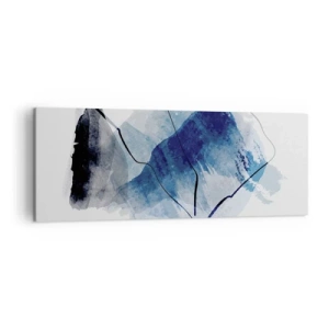 Cuadro sobre lienzo - Impresión de Imagen - Formas abstractas en tonos azules con líneas delicadas. - 140x50cm - Montaña helada - Decoración de pared moderna para salón y dormitorio ARTTOR