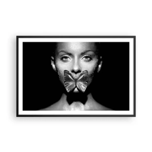 Póster en marco negro - Beso de mariposa - 91x61 cm