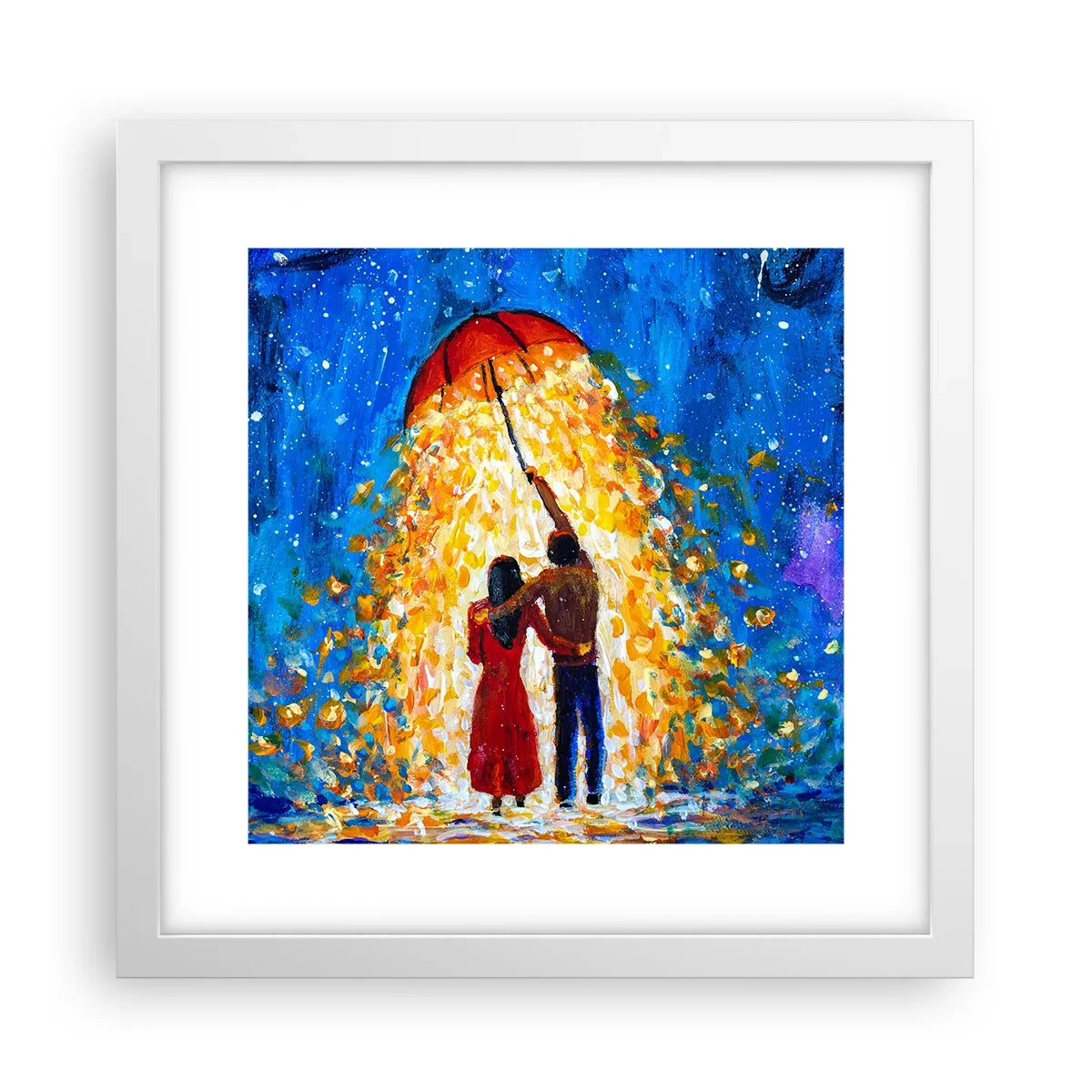 Póster en marco blanco - La magia de una tarde lluviosa - 30x30 cm