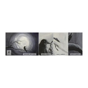 Muestra de fotomural Premium Sand - La clave del misterio de la noche - Abstracción, Cuervo, Pájaro - 100x30 cm