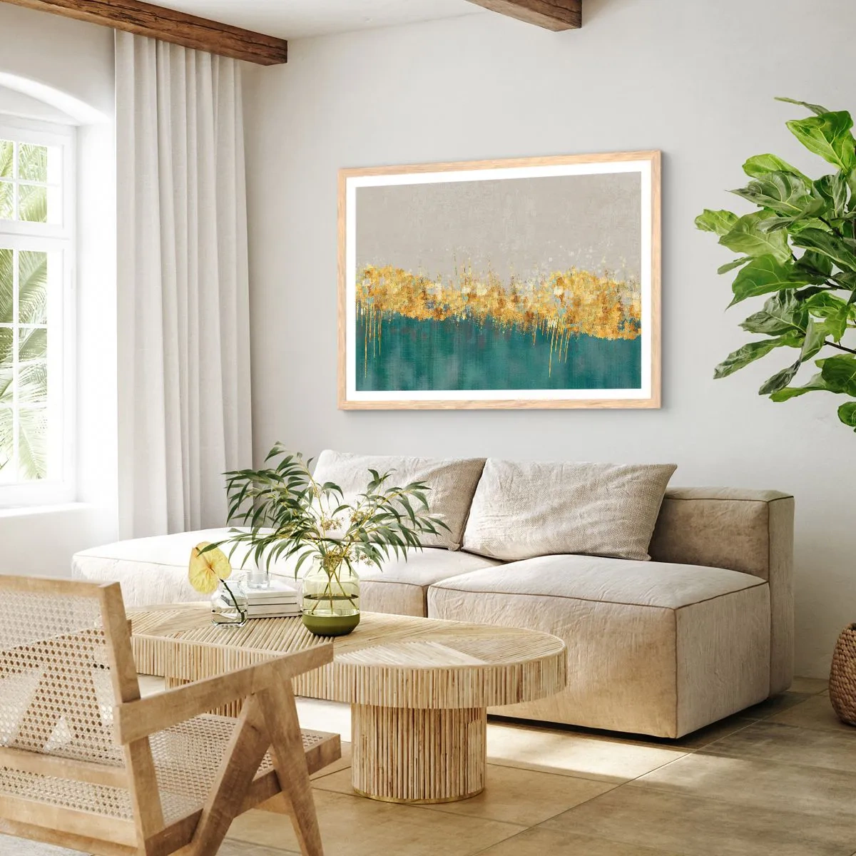 Póster en marco roble claro - La frontera dorada - 70x50 cm