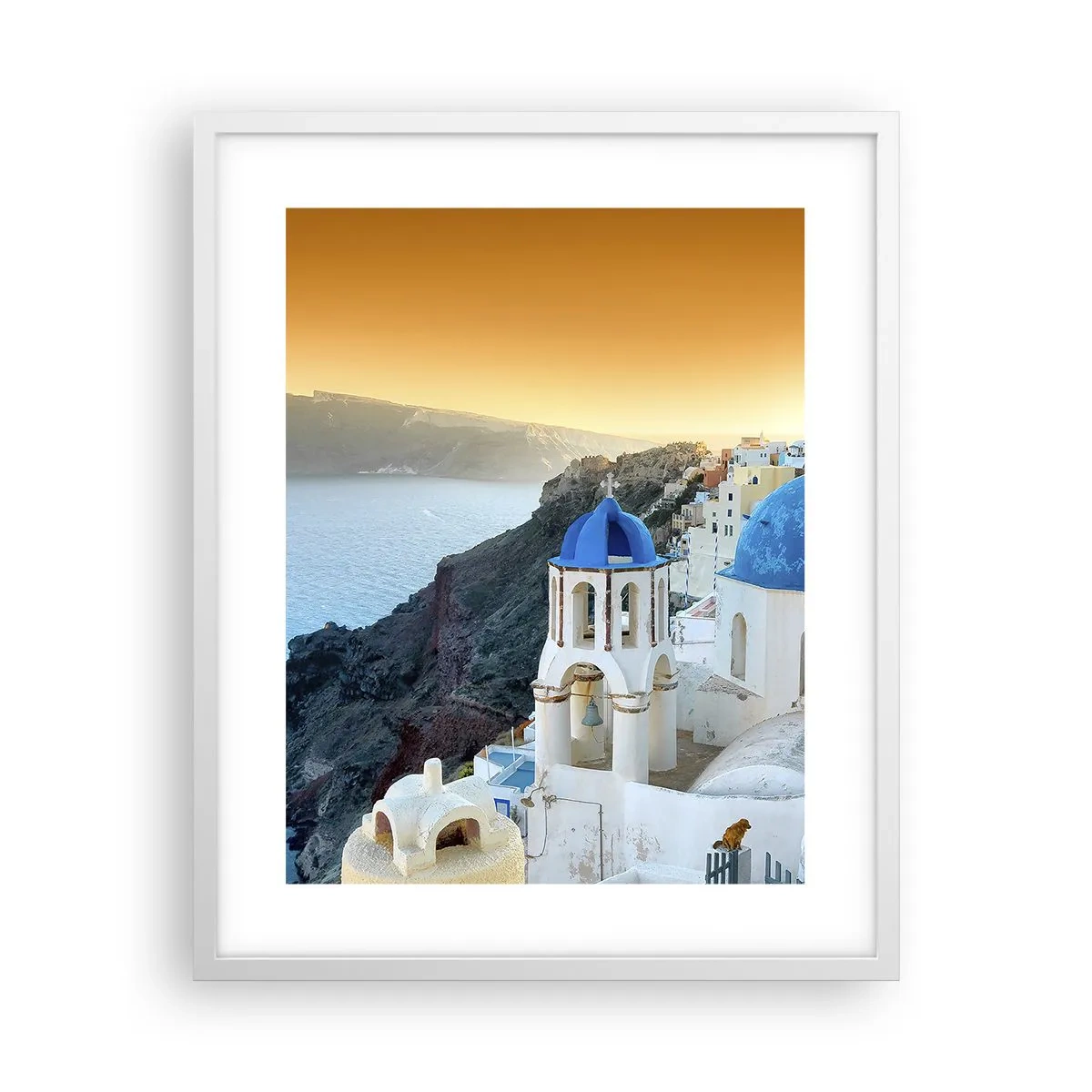 Póster en marco blanco - Santorini - el abrazo a las rocas - 40x50 cm
