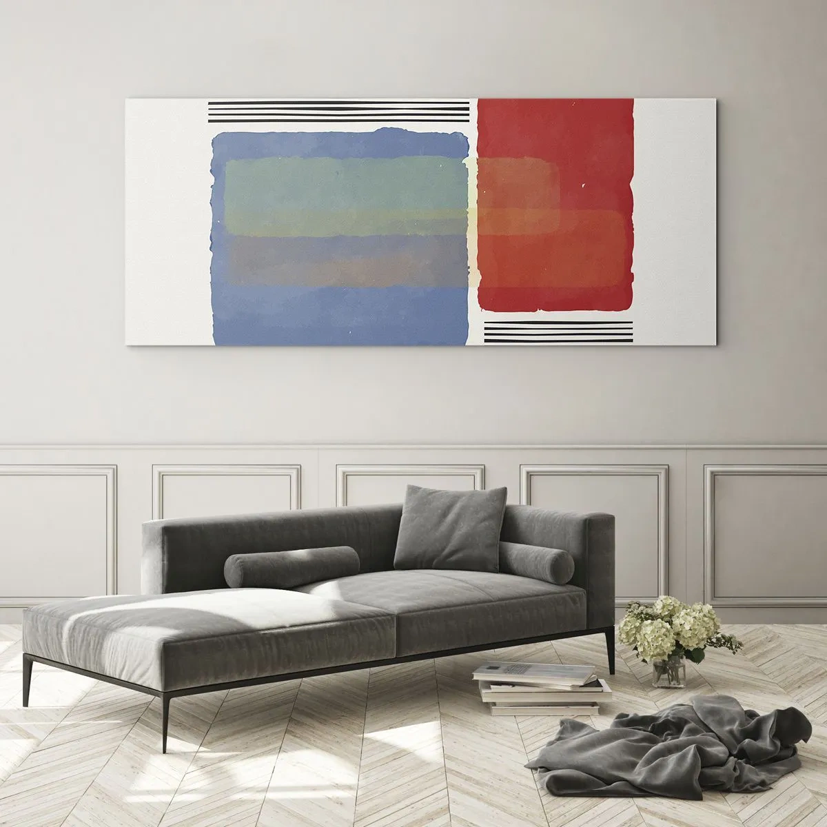 Cuadro sobre vidrio - Impresiones sobre Vidrio - Espíritu y alma de la geometría - 100x40 cm