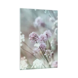 Cuadro sobre vidrio - Impresiones sobre Vidrio - Delicadas flores en tonos pastel. - 80x120cm - Dulces filigranas de hierbas - Decoración de pared moderna para salón y dormitorio ARTTOR