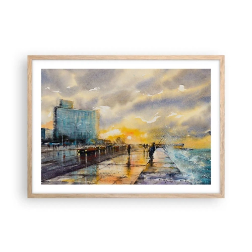Póster en marco roble claro - Vida en la orilla - 70x50 cm