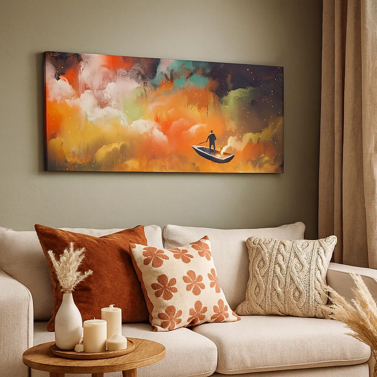 Cuadro sobre lienzo - Impresión de Imagen - En barco por la galaxia - 100x40 cm