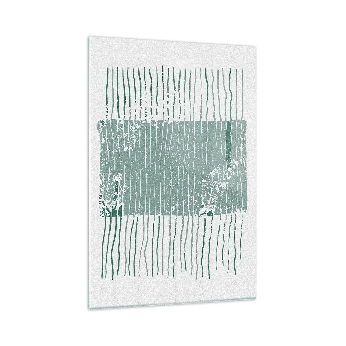 Cuadro sobre vidrio - Impresiones sobre Vidrio - Patrón geométrico en tonos verde mar y blanco. - 80x120cm - Abstracción marina - Decoración de pared moderna para salón y dormitorio ARTTOR