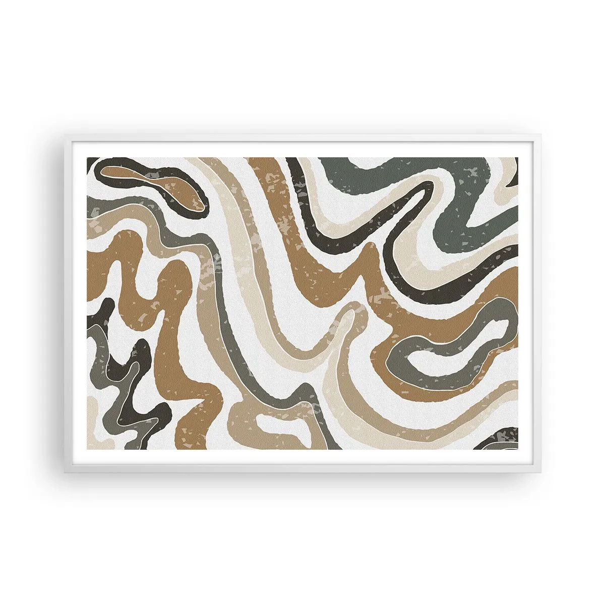 Póster en marco blanco - Meandros de colores terrosos - 100x70 cm