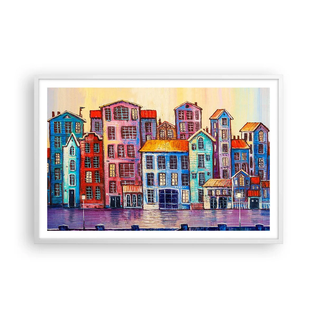 Póster en marco blanco - Una ciudad como un cuento de hadas - 91x61 cm