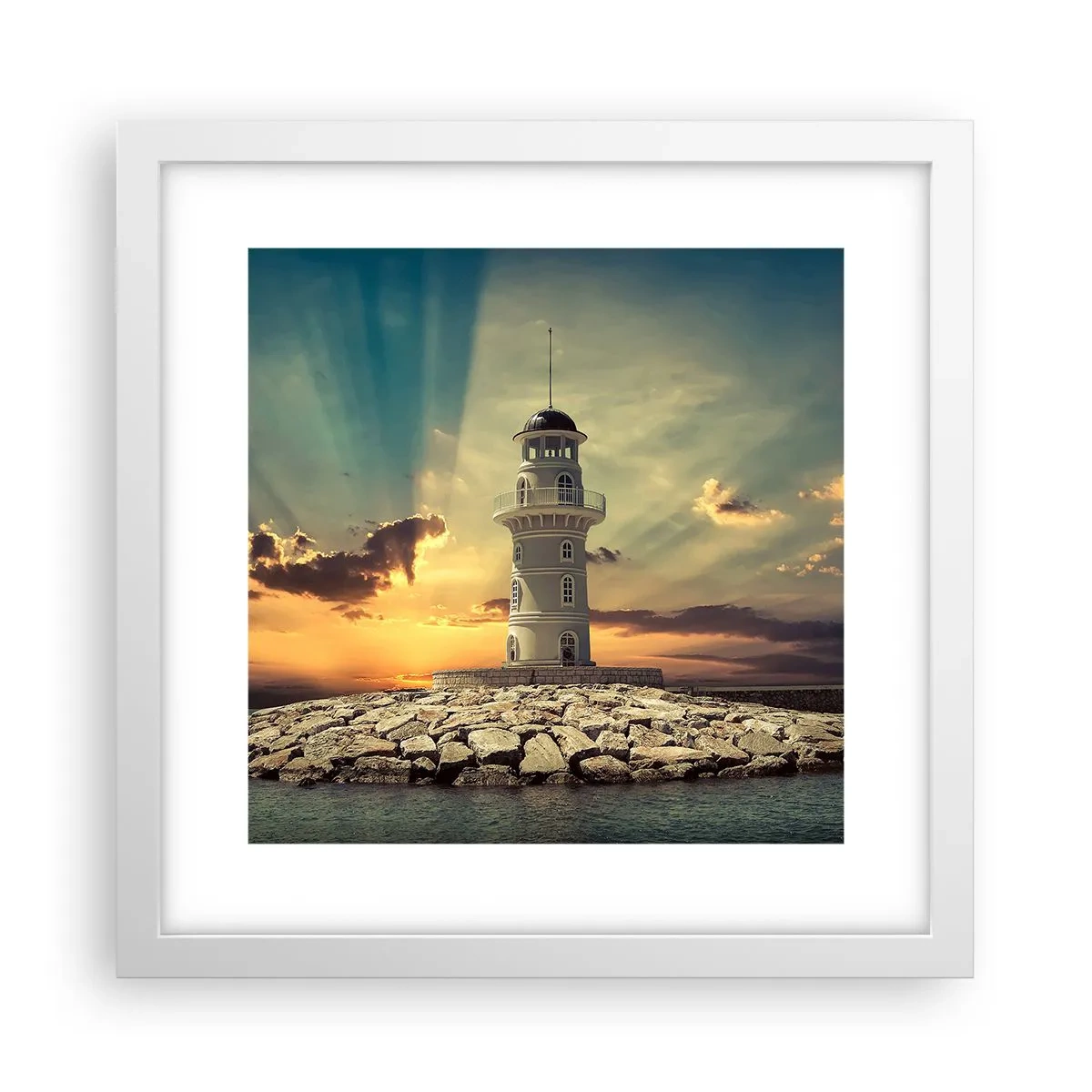 Póster en marco blanco - Luz - Bondad - Belleza - 30x30 cm