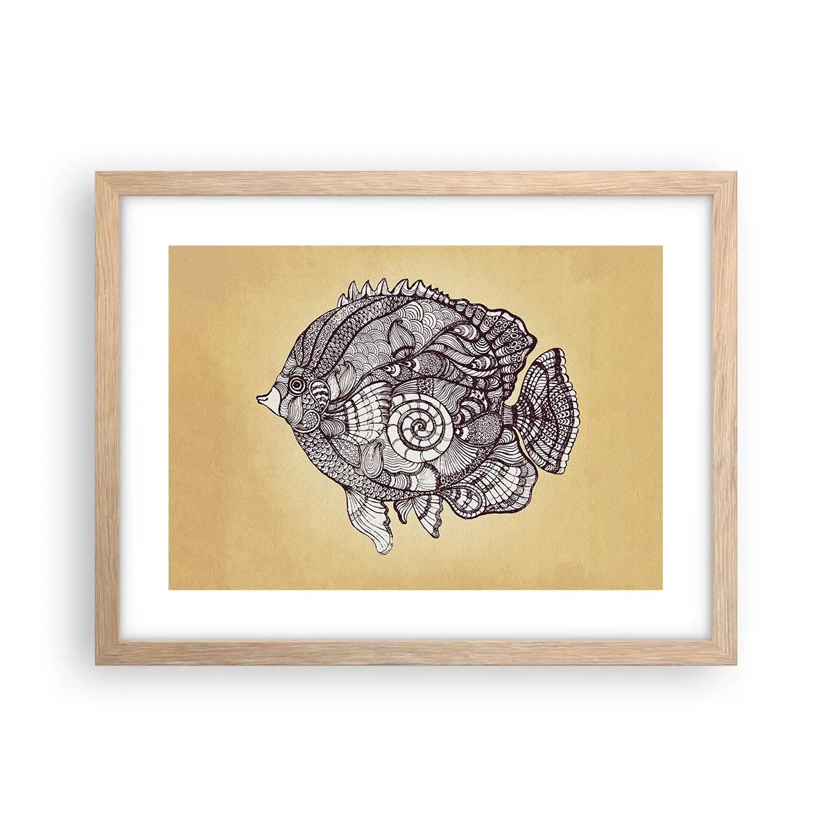 Póster en marco roble claro - De un océano de ornamentos - 40x30 cm