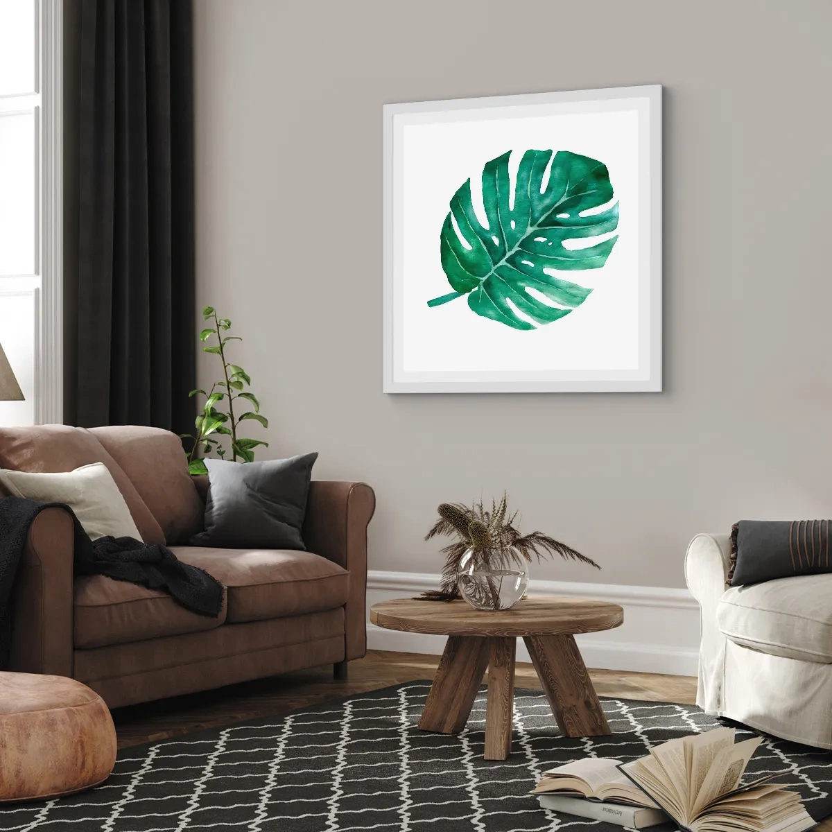 Póster en marco blanco - Concepto verde - 30x30 cm