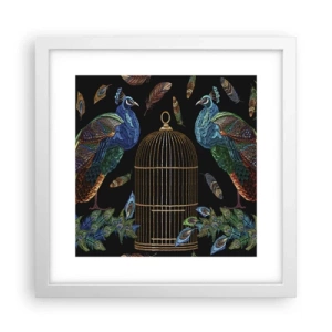 Póster en marco blanco - Con plumajes reales - 30x30 cm