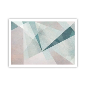 Póster - Formas geométricas en tonos pastel de azul y gris. - 100x70cm - Tranquilo pero dinámico - Decoración de pared moderna para salón y dormitorio ARTTOR