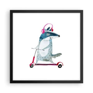 Póster en marco negro - Alegrías de tejón - 40x40 cm