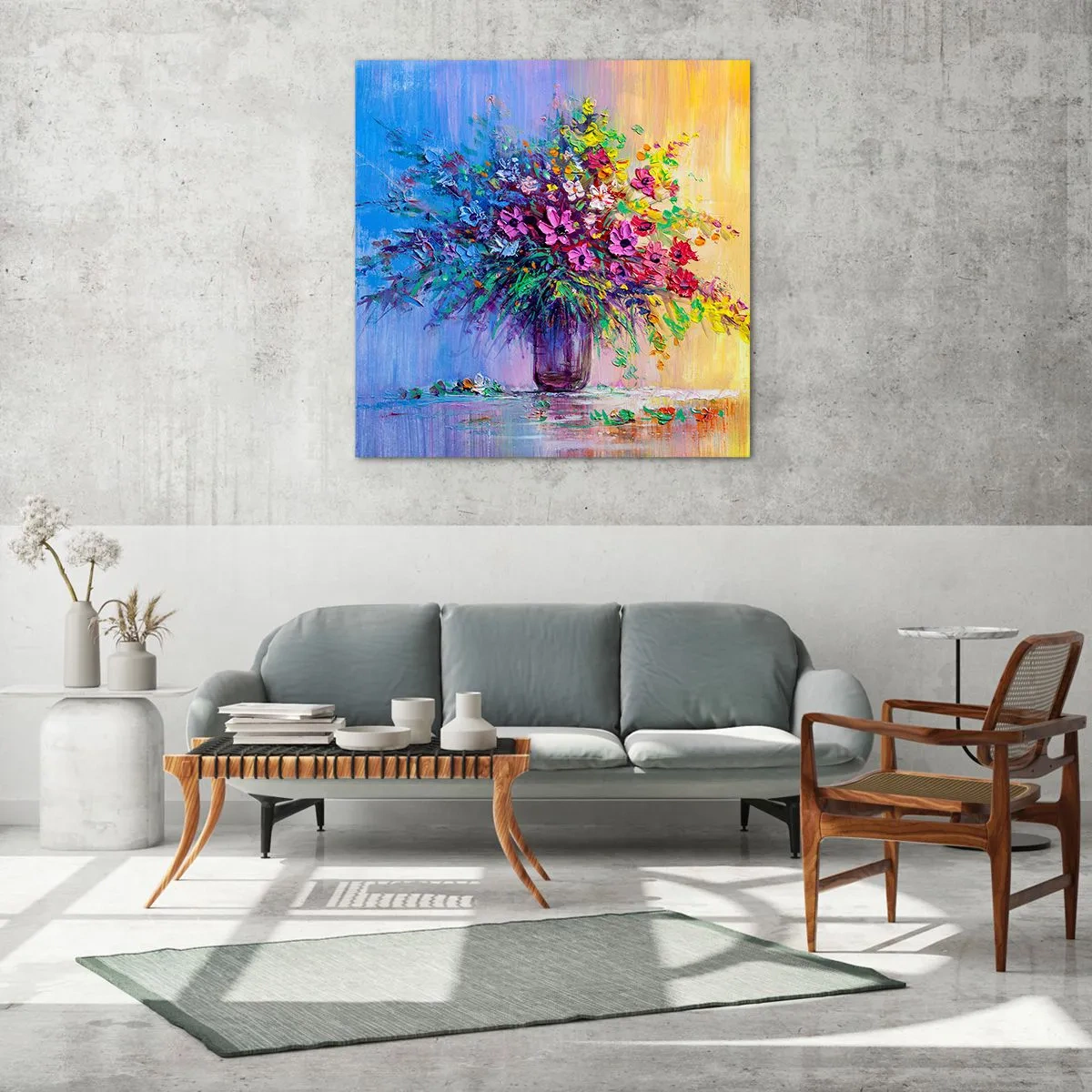 Cuadro sobre vidrio - Impresiones sobre Vidrio - El regalo de un prado de verano - 70x70 cm