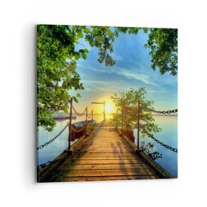 Cuadro sobre lienzo - Impresión de Imagen - Atardecer junto al agua - 70x70 cm