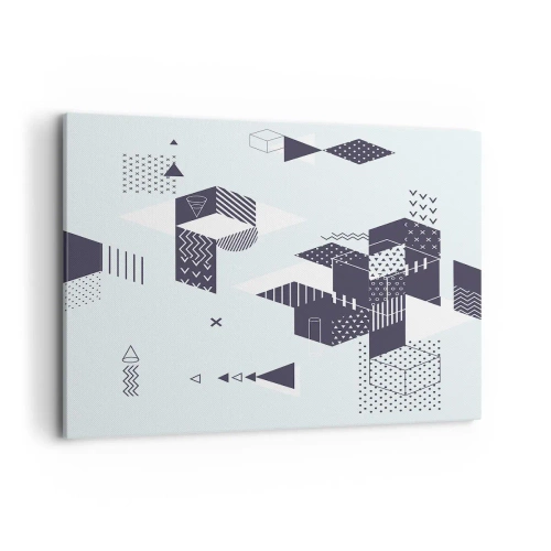 Cuadro sobre lienzo - Impresión de Imagen - Gráficos geométricos modernos en tonos blanco y azul marino. - 120x80cm - Las matemáticas en el alma - Decoración de pared moderna para salón y dormitorio ARTTOR