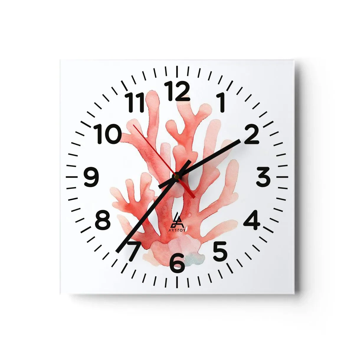 Reloj de pared - Reloj de vidrio - La hermosura del color coral - 30x30 cm