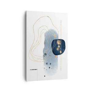 Cuadro sobre lienzo - Impresión de Imagen - Abstracción en tonos azules y dorados. - 80x120cm - Fantasía azul y oro - Decoración de pared moderna para salón y dormitorio ARTTOR