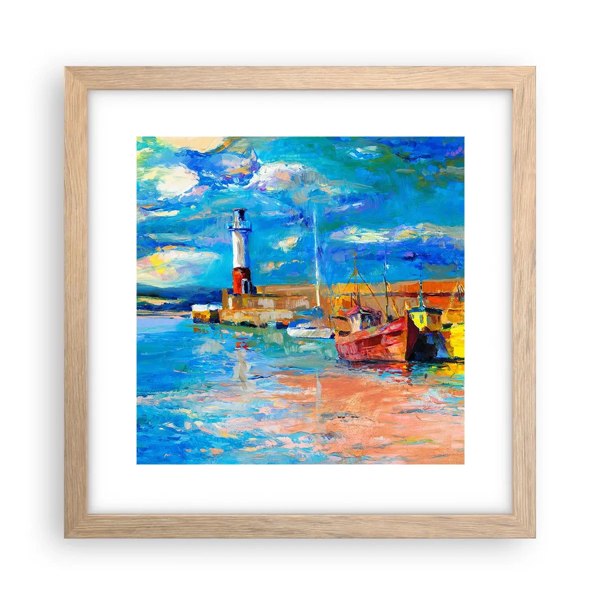 Póster en marco roble claro - Tarde en la bahía del arco iris - 30x30 cm