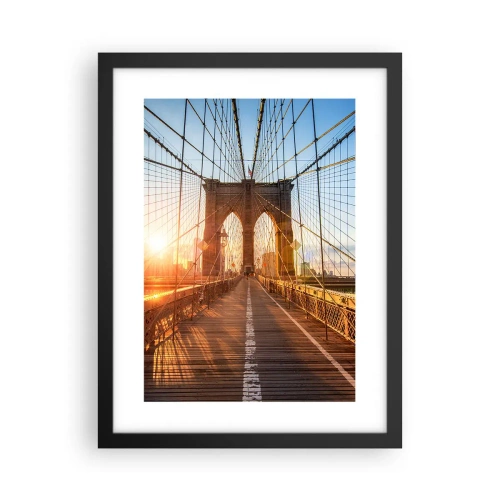 Póster en marco negro - En el puente dorado - 30x40 cm