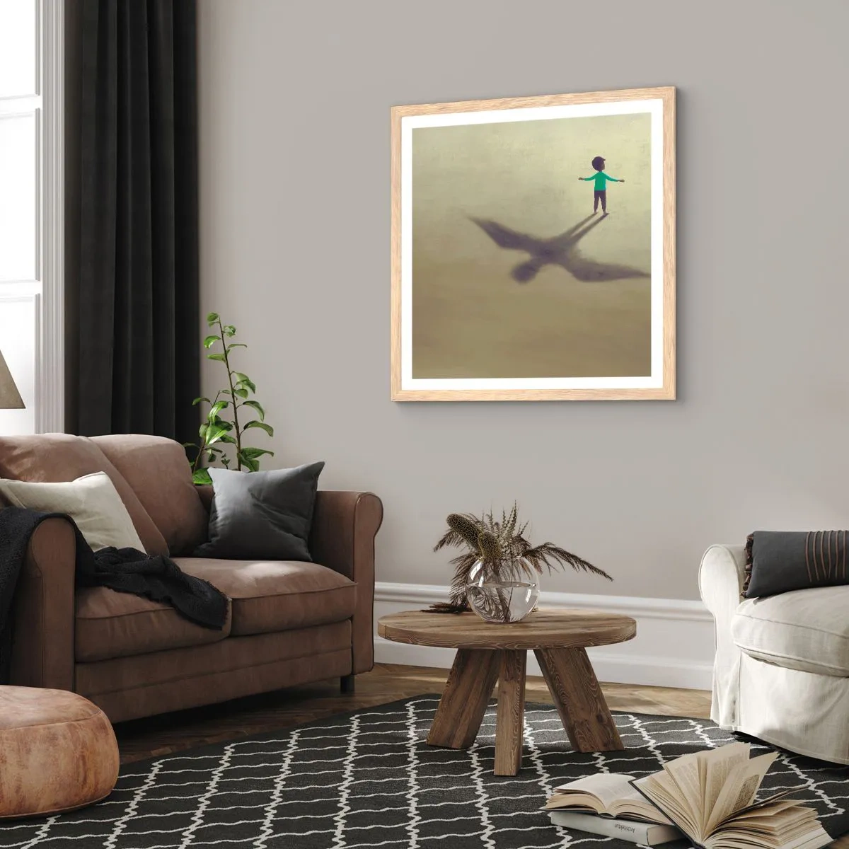 Póster en marco roble claro - Héroe del futuro - 30x30 cm