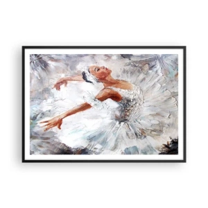 Póster en marco negro - Una bailarina con un vestido blanco bailando. - 100x70cm - Suave y ligera - Decoración de pared moderna para salón y dormitorio ARTTOR