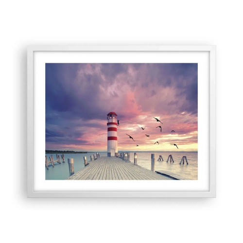 Póster en marco blanco - Hora de ir al puerto - 50x40 cm