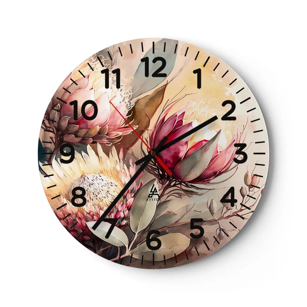 Reloj de pared - Reloj de vidrio - De perfil y de frente - 40x40 cm