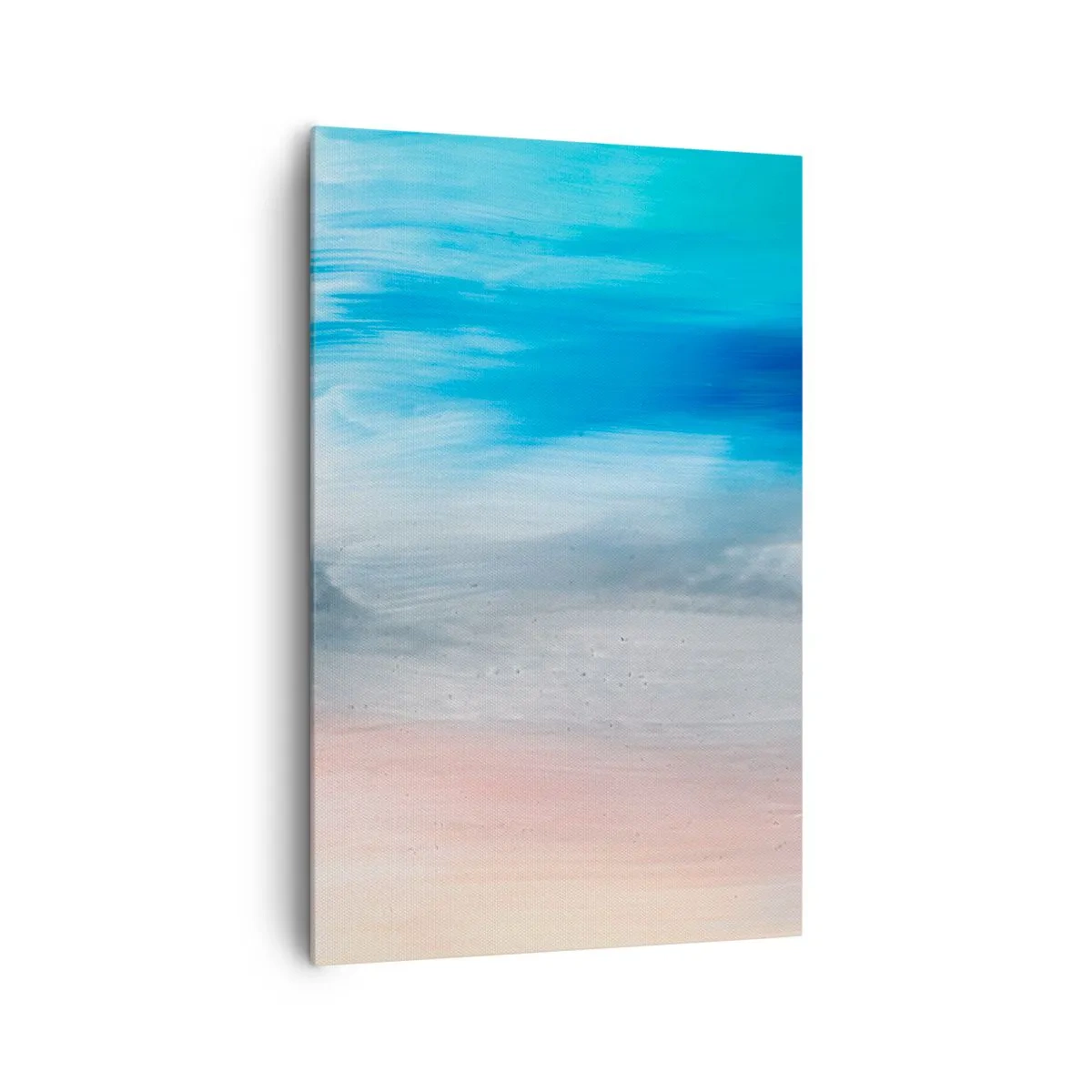 Cuadro sobre lienzo - Impresión de Imagen - Pinceladas abstractas en tonos azules y rosas - 80x120cm - Elementos: aire - Decoración de pared moderna para salón y dormitorio ARTTOR