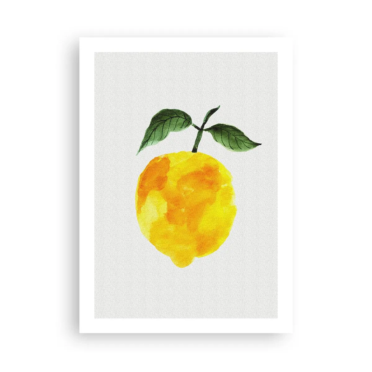 Póster - Ilustración de acuarela de un limón con hojas sobre un fondo claro. - 50x70cm - Cómo conocer el sabor del sol - Decoración de pared moderna para salón y dormitorio ARTTOR