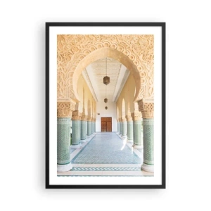 Póster en marco negro - Fotografía de un pasillo con arcadas decorado en estilo oriental. - 50x70cm - De los cuentos de Sherezade - Decoración de pared moderna para salón y dormitorio ARTTOR