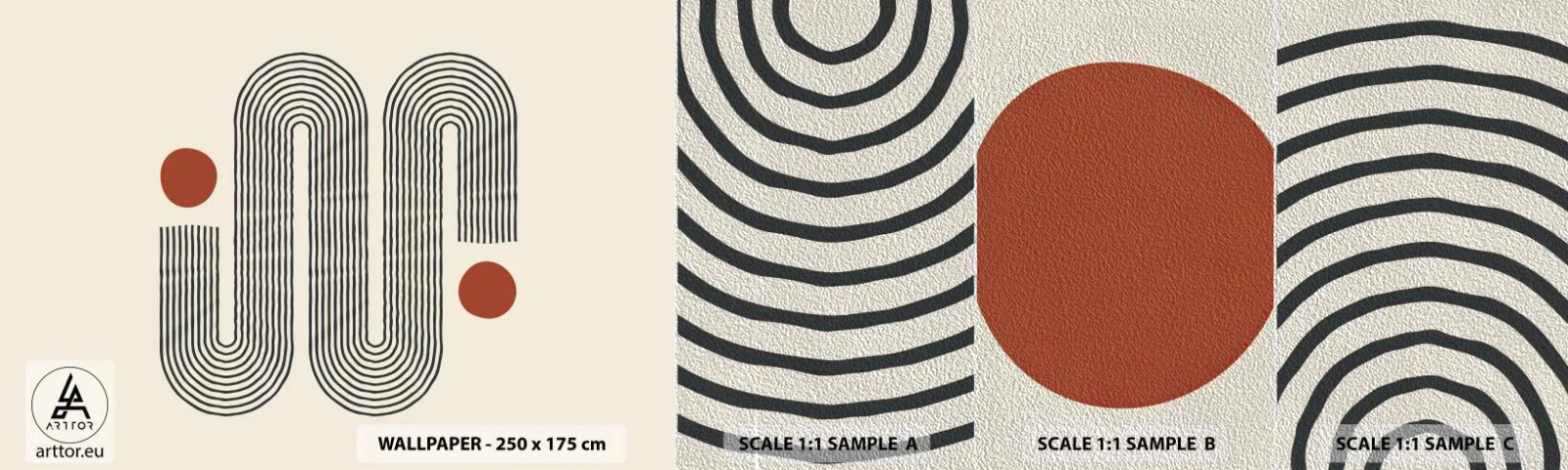 Muestra de fotomural Premium Sand - De principio a fin - Abstracción, Gráficos, Minimalismo - 100x30 cm